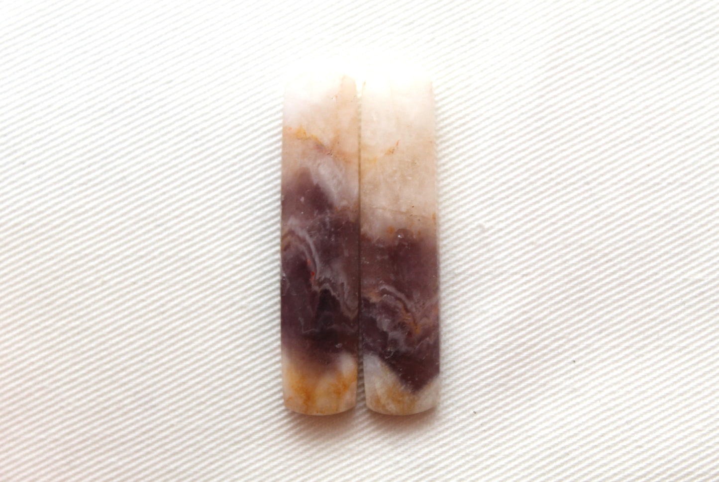 Amethyst Pair gemstone cabochons rectangle