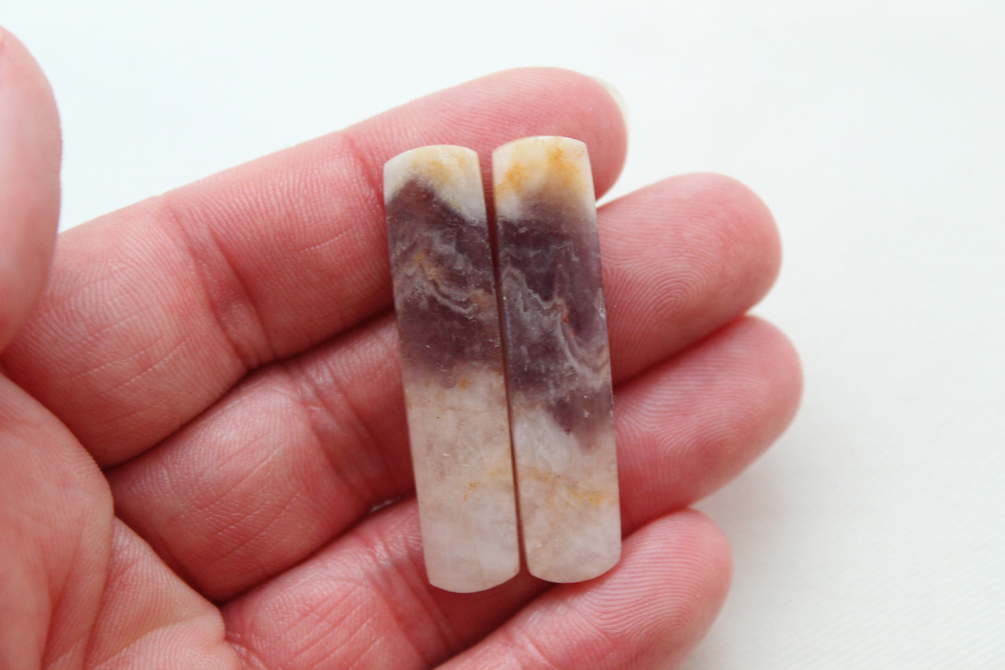 Amethyst Pair gemstone cabochons rectangle