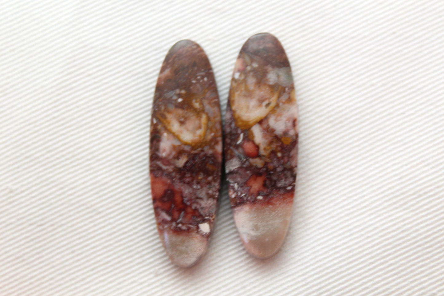 Rose Garden Jasper Cabochon Pair Gemstone Oval