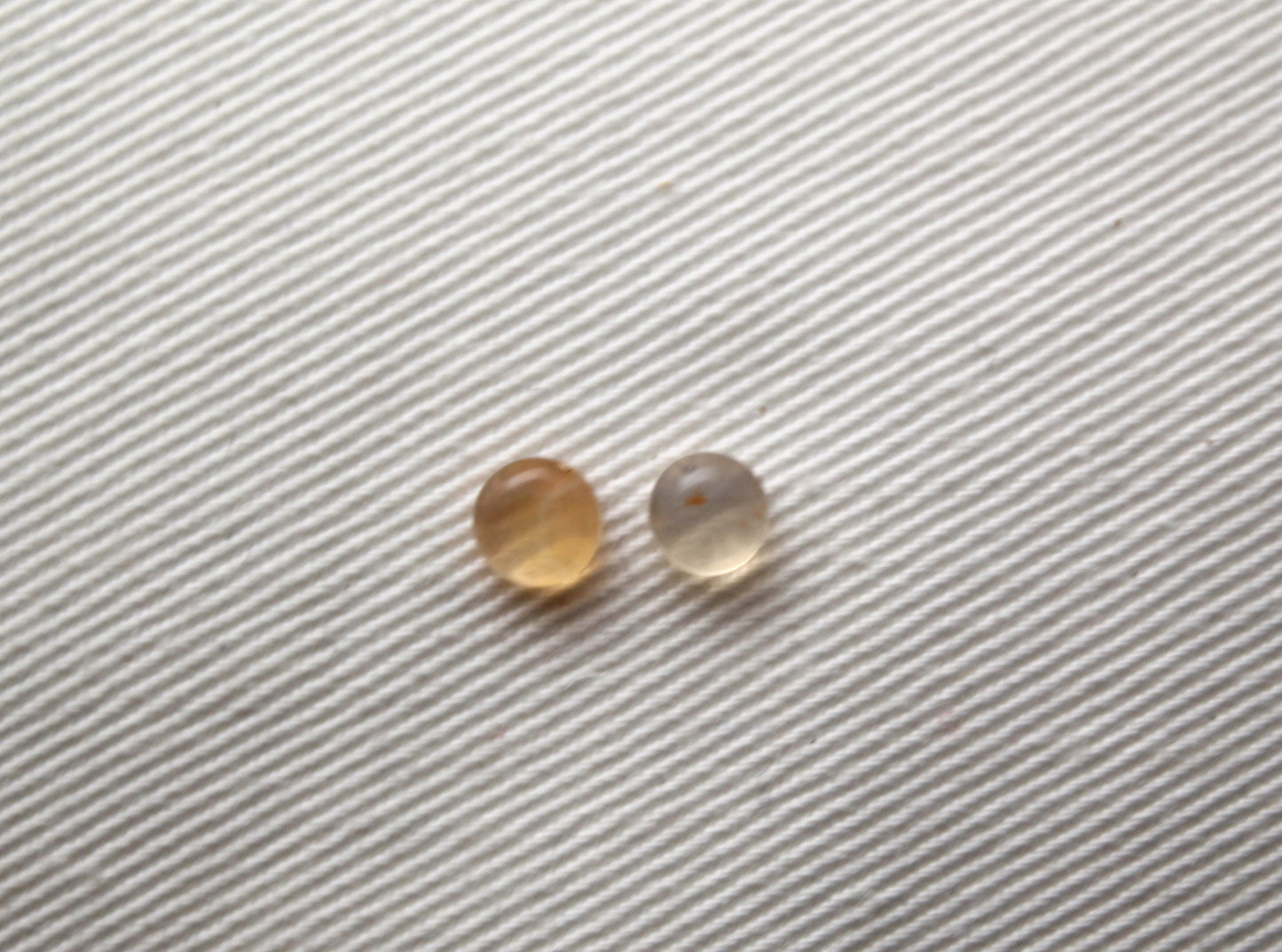 TWO Fire Opal Cabochons round 5MM light yellow