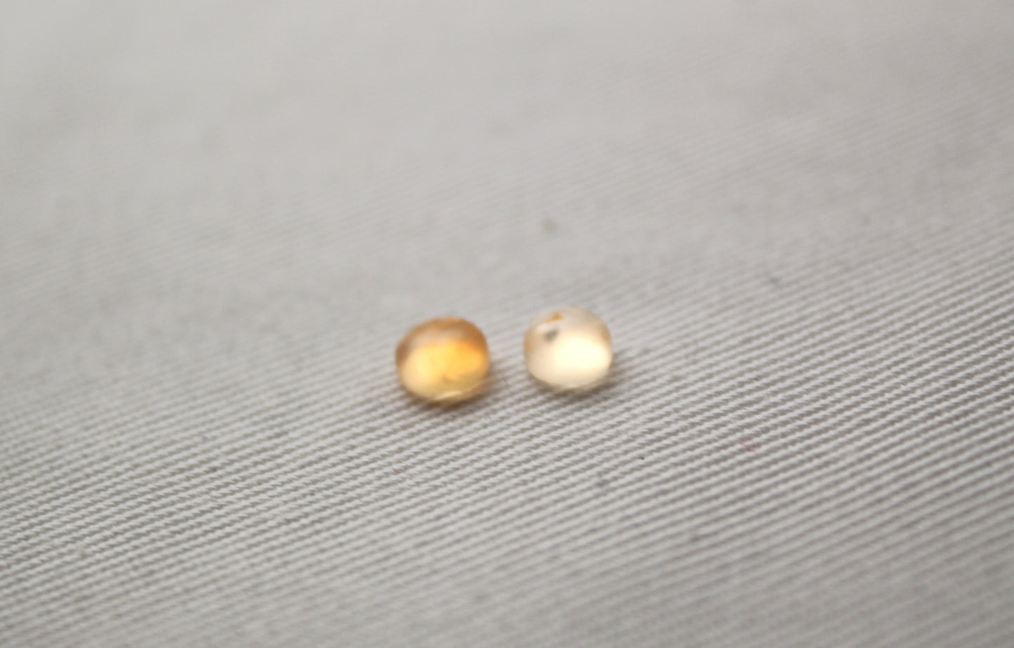 TWO Fire Opal Cabochons round 5MM light yellow