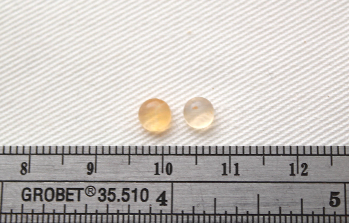 TWO Fire Opal Cabochons round 5MM light yellow