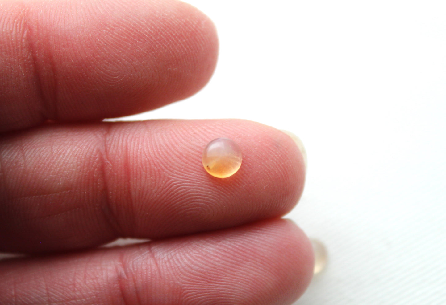 TWO Fire Opal Cabochons round 5MM light yellow