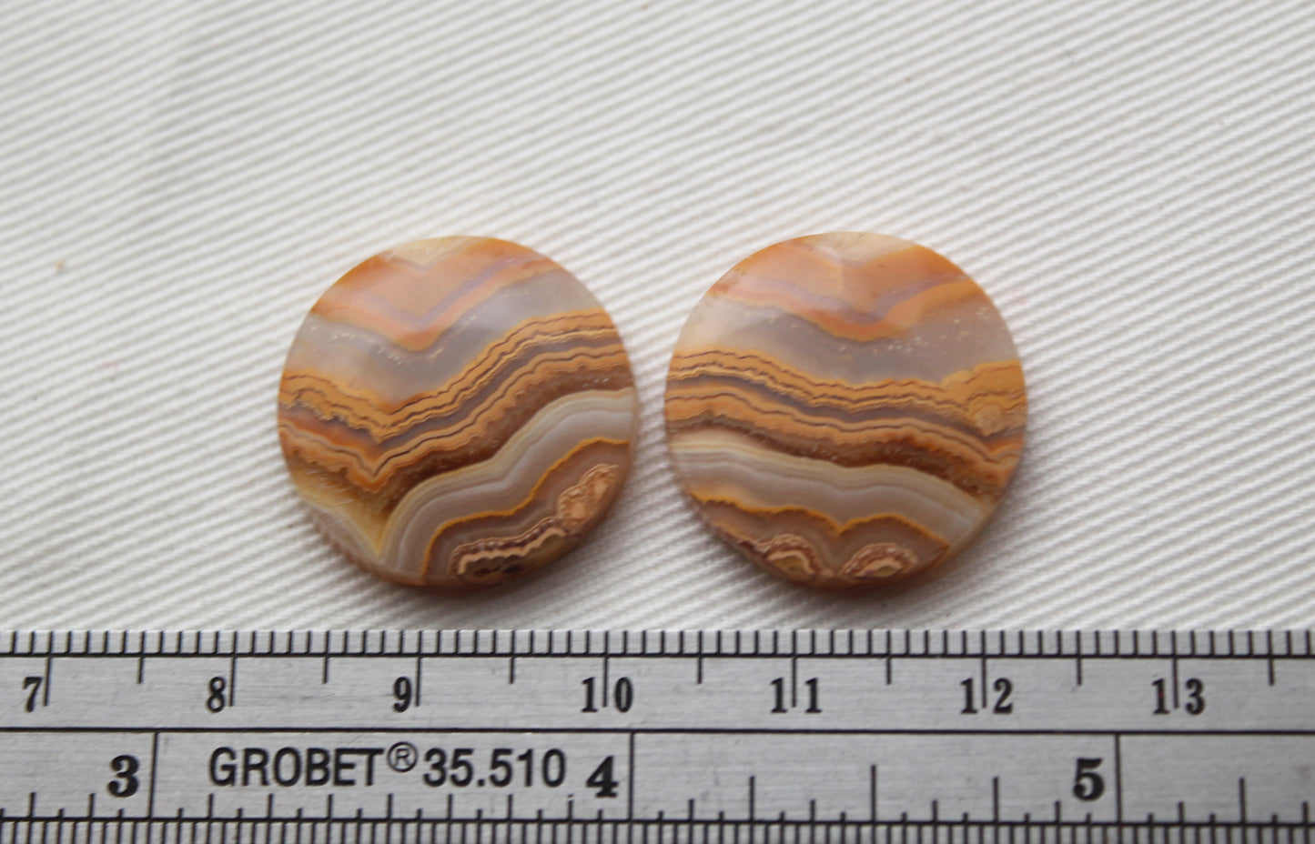 Lace Agates Cabochons Gemstone Pair round 20MM