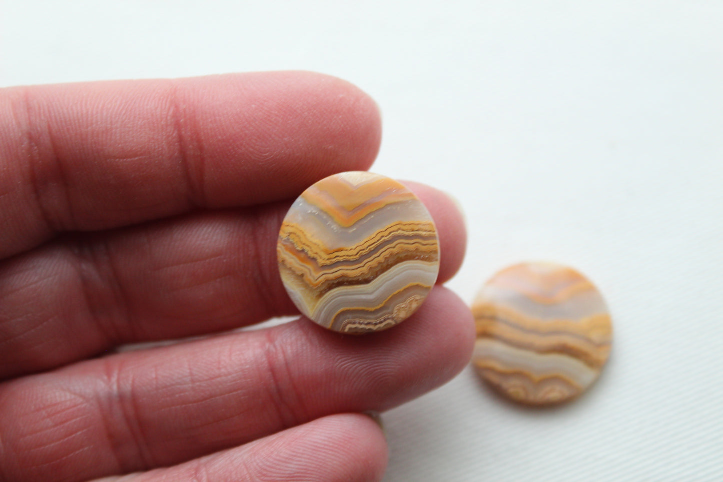 Lace Agates Cabochons Gemstone Pair round 20MM