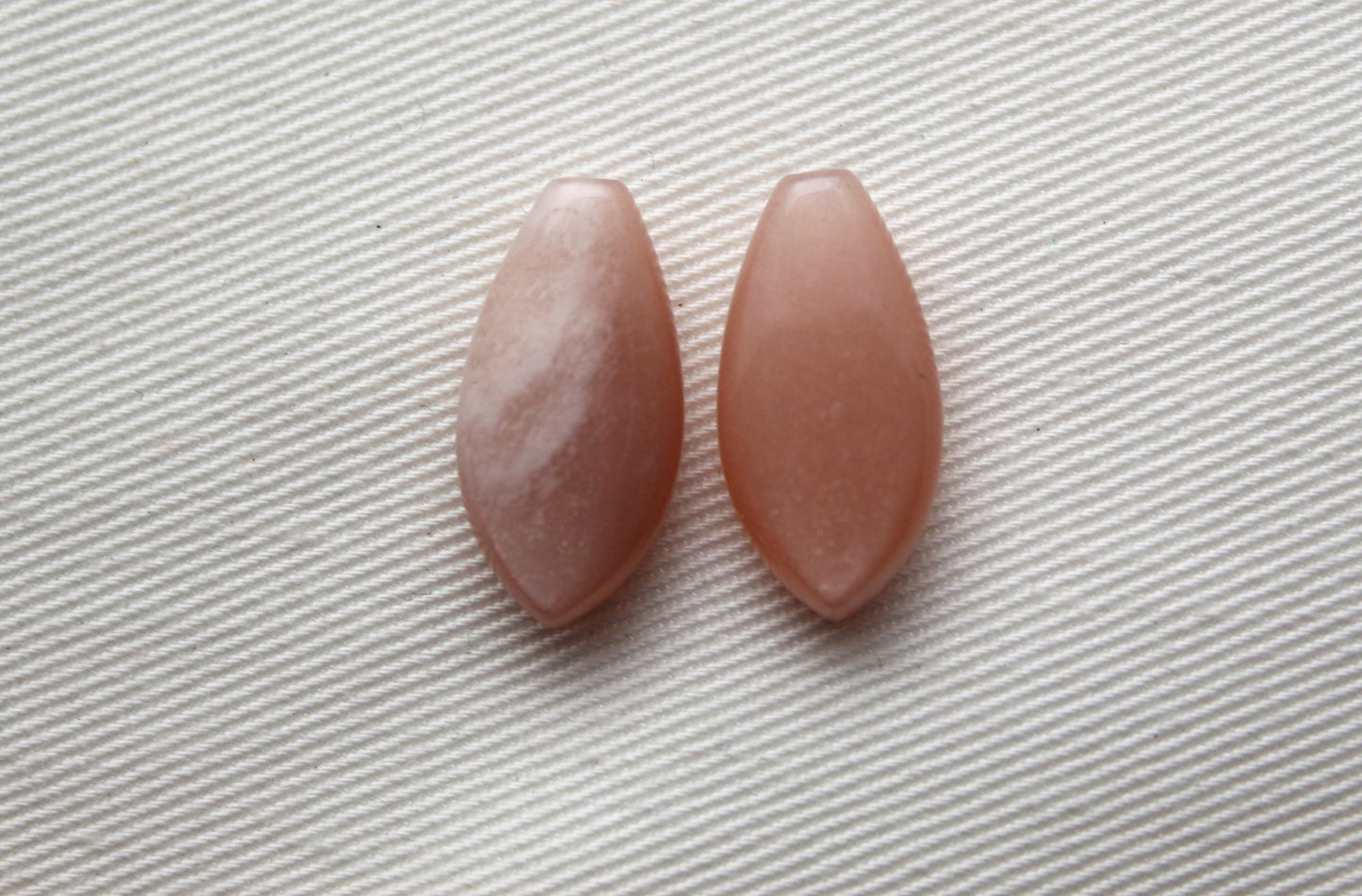 Pair of Peach Moonstone Gemstones top drilled