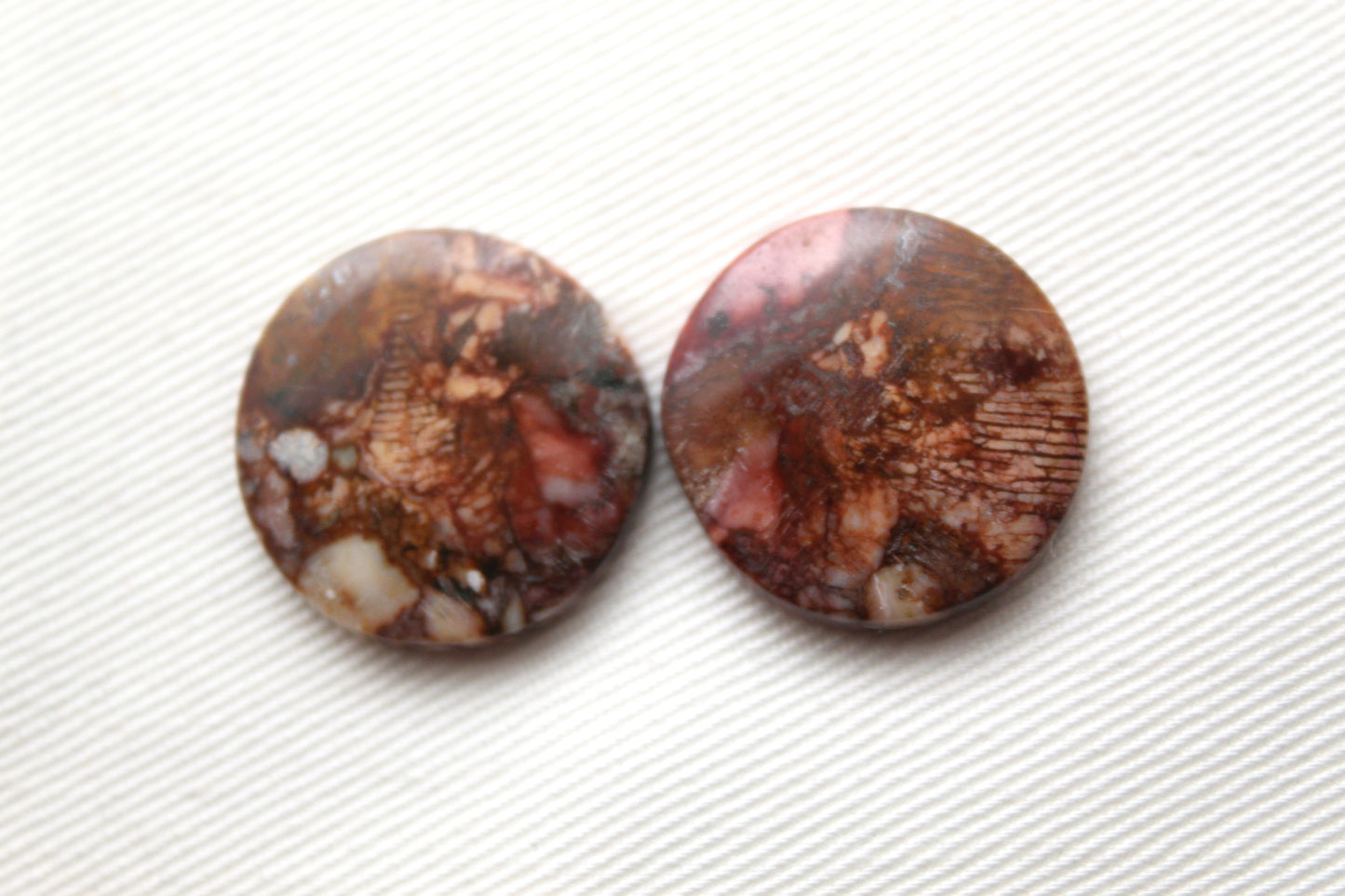 Rose Garden Jasper Cabochon Pair Gemstone round 20MM