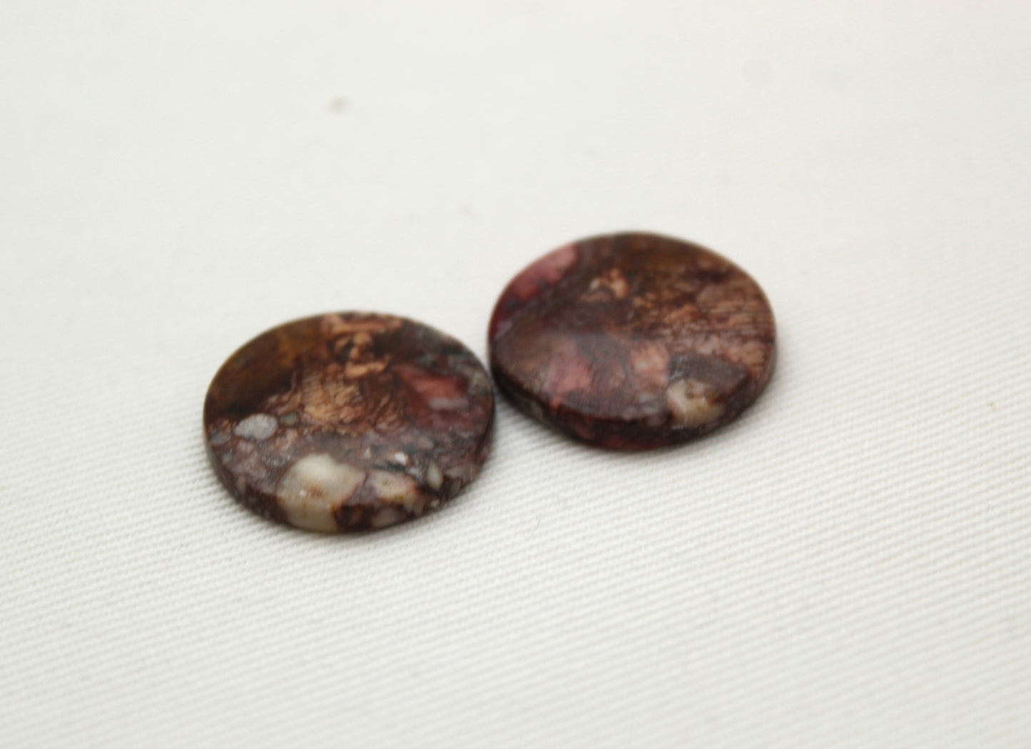 Rose Garden Jasper Cabochon Pair Gemstone round 20MM