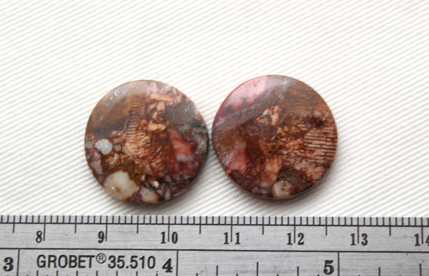 Rose Garden Jasper Cabochon Pair Gemstone round 20MM