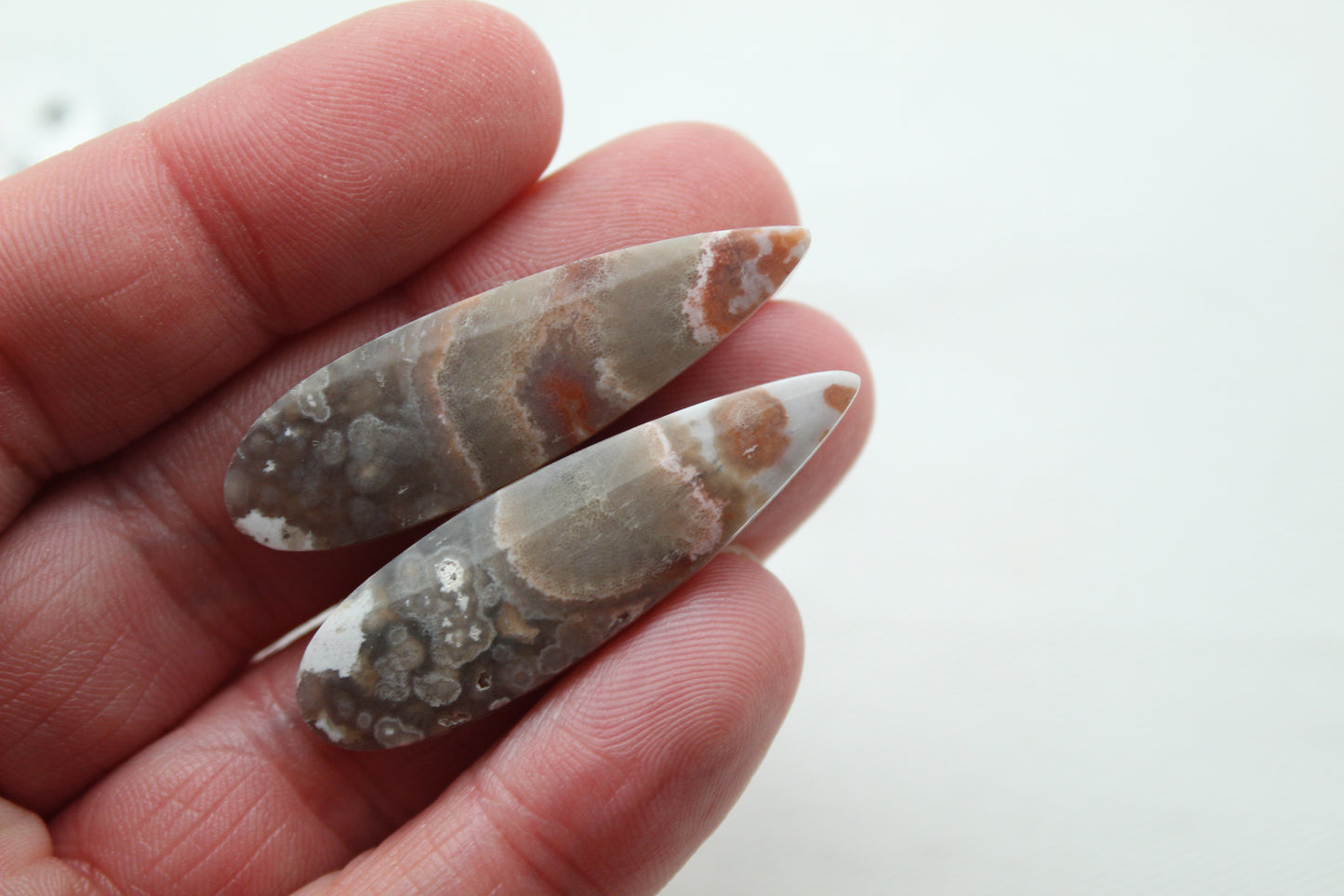 Orbicular Jasper Cabochon Pair Gemstones teardrop