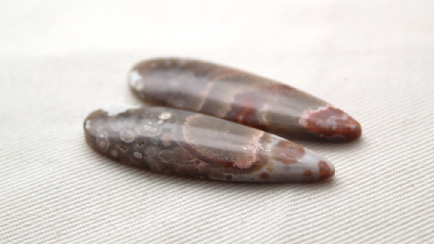 Orbicular Jasper Cabochon Pair Gemstones teardrop