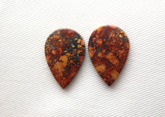 Orange Maligano Jasper cabochons pair Gemstone