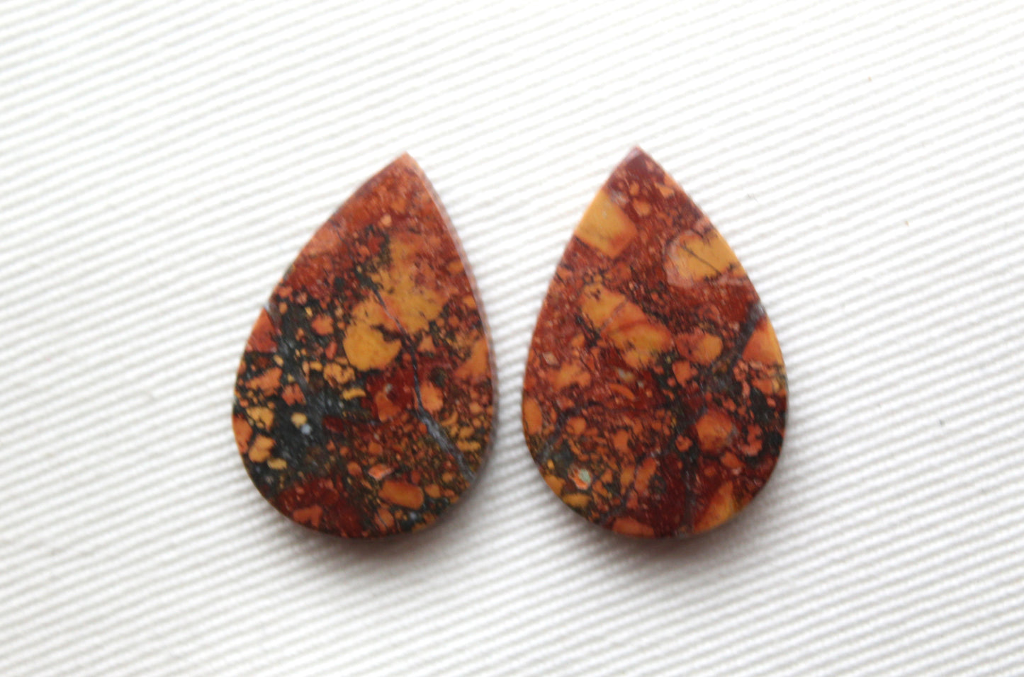 Orange Maligano Jasper cabochons pair Gemstone