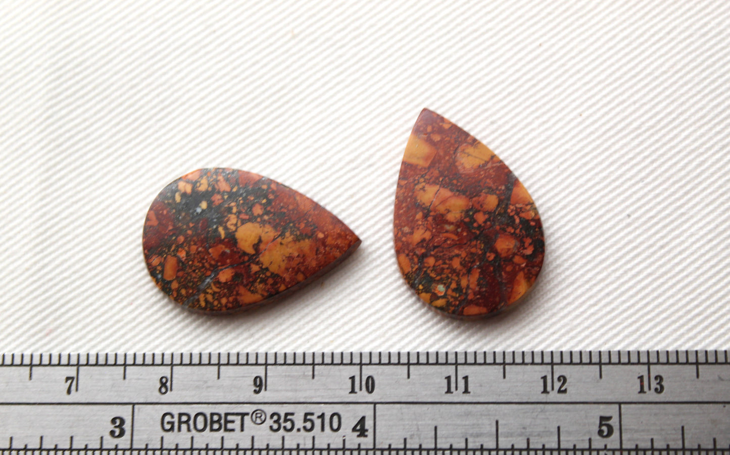 Orange Maligano Jasper cabochons pair Gemstone