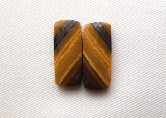 Iron Tiger Eye Pair Cabochon rectangle Gemstone