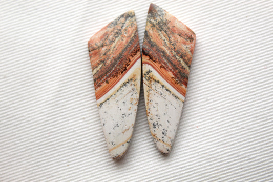 Pair of Retro Jasper Cabochon yellow orange