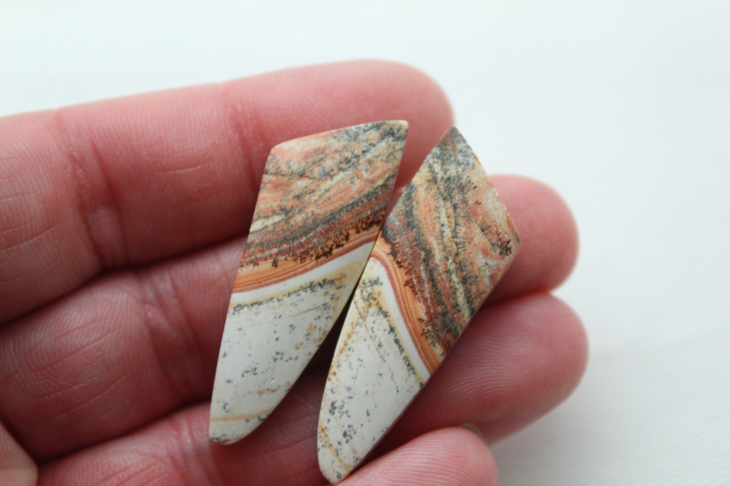 Pair of Retro Jasper Cabochon yellow orange