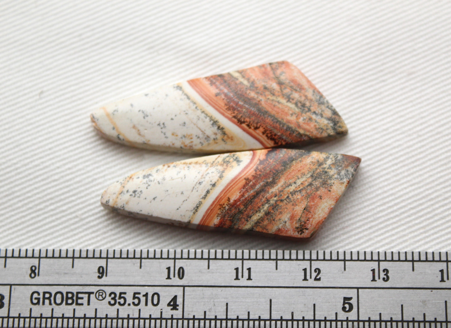 Pair of Retro Jasper Cabochon yellow orange