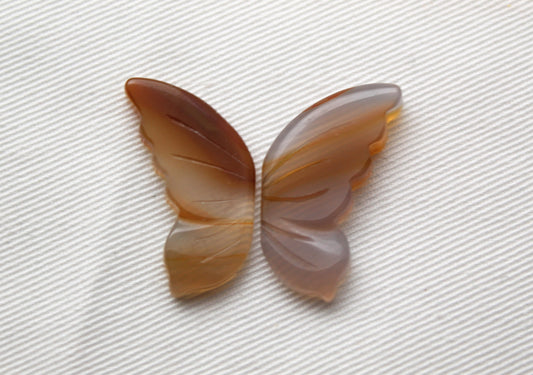 Agate Cabochon Pair Gemstone White beige