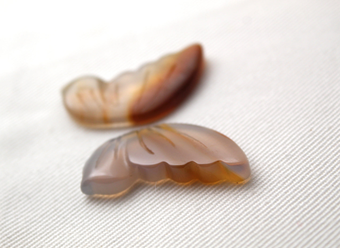 Agate Cabochon Pair Gemstone White beige