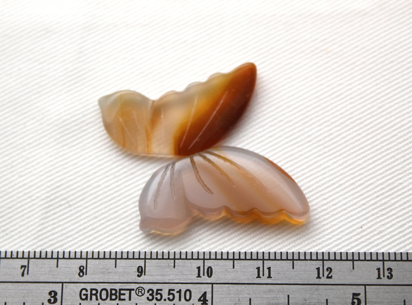 Agate Cabochon Pair Gemstone White beige