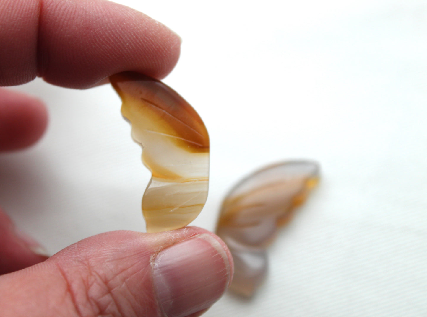 Agate Cabochon Pair Gemstone White beige