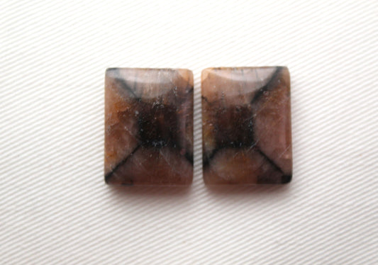 Andalousite Chiastolite Cabochon Pair Gemstone rectangle 15X20MM