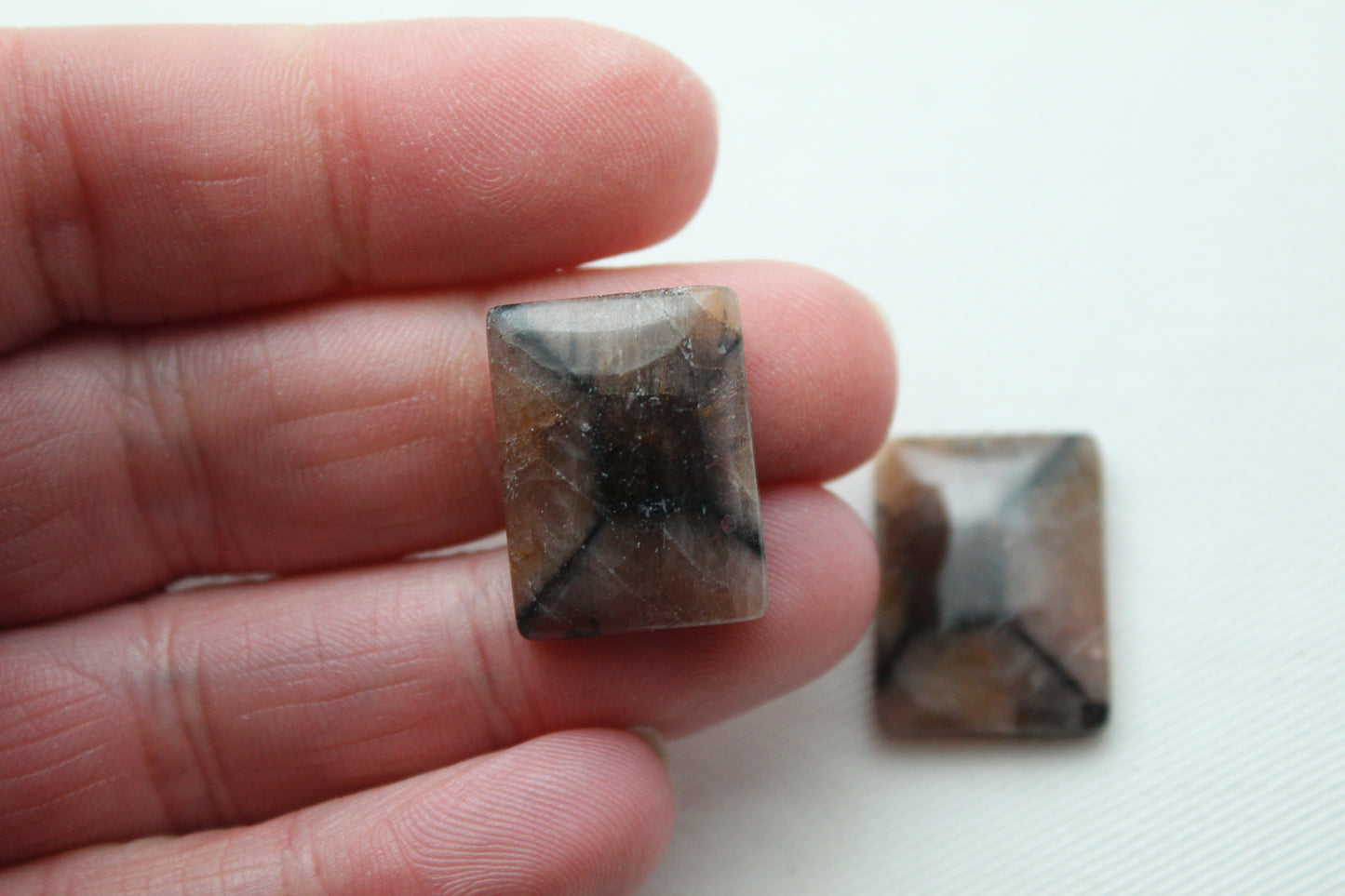 Andalousite Chiastolite Cabochon Pair Gemstone rectangle 15X20MM