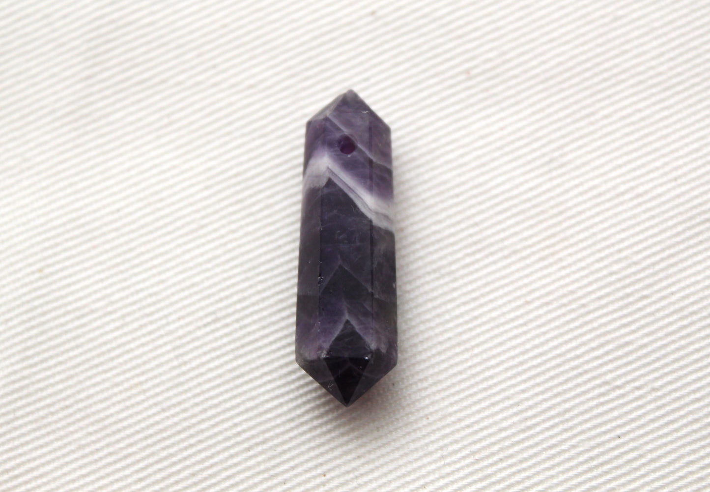 Amethyst Chevron double point Tower gemstone pendant size DRILLED