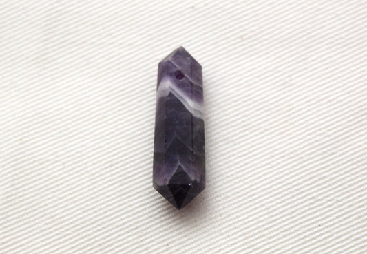 Amethyst Chevron double point Tower gemstone pendant size DRILLED