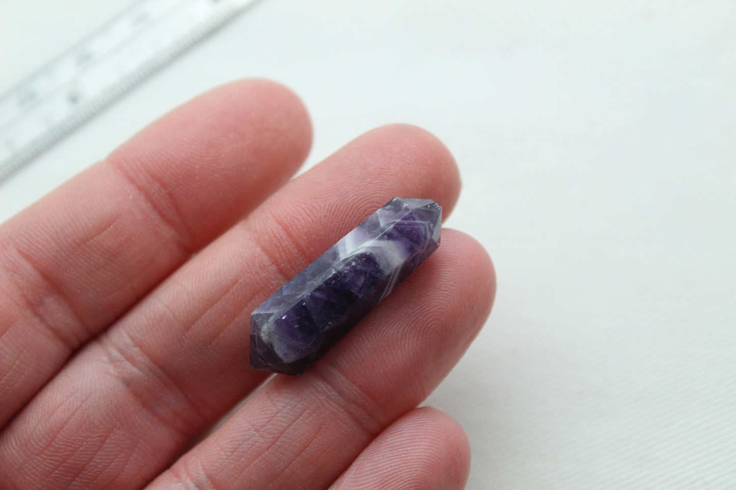 Amethyst Chevron double point Tower gemstone pendant size DRILLED