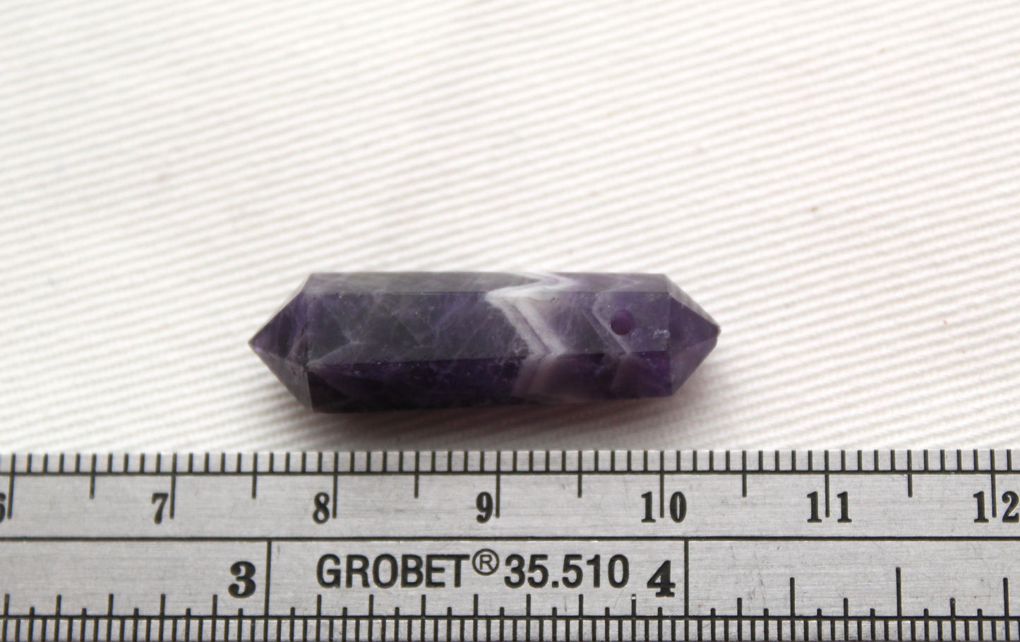 Amethyst Chevron double point Tower gemstone pendant size DRILLED