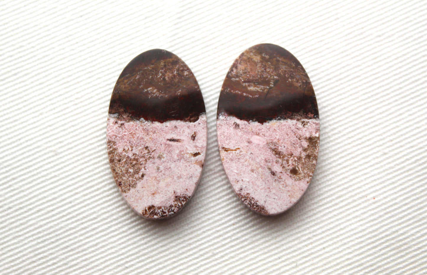 Indonesian Pink Jasper Pair Cabochons Gemstone natural Oval