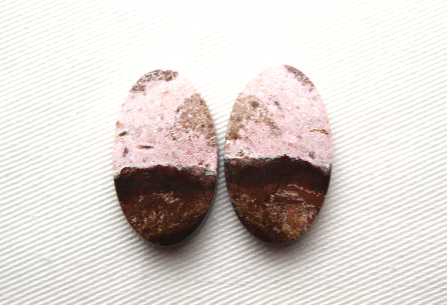 Indonesian Pink Jasper Pair Cabochons Gemstone natural Oval