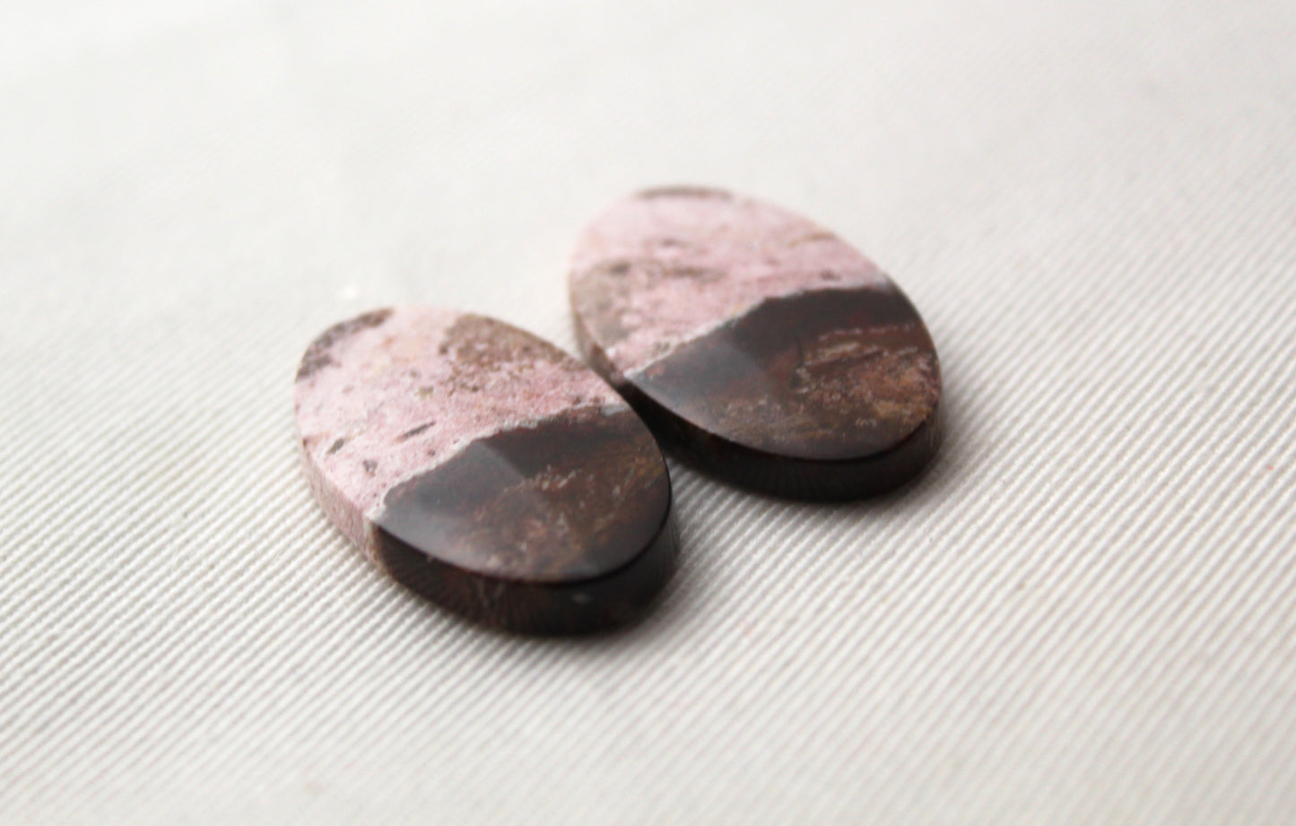 Indonesian Pink Jasper Pair Cabochons Gemstone natural Oval