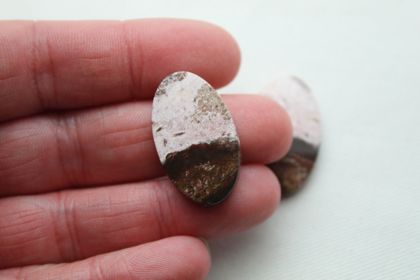 Indonesian Pink Jasper Pair Cabochons Gemstone natural Oval