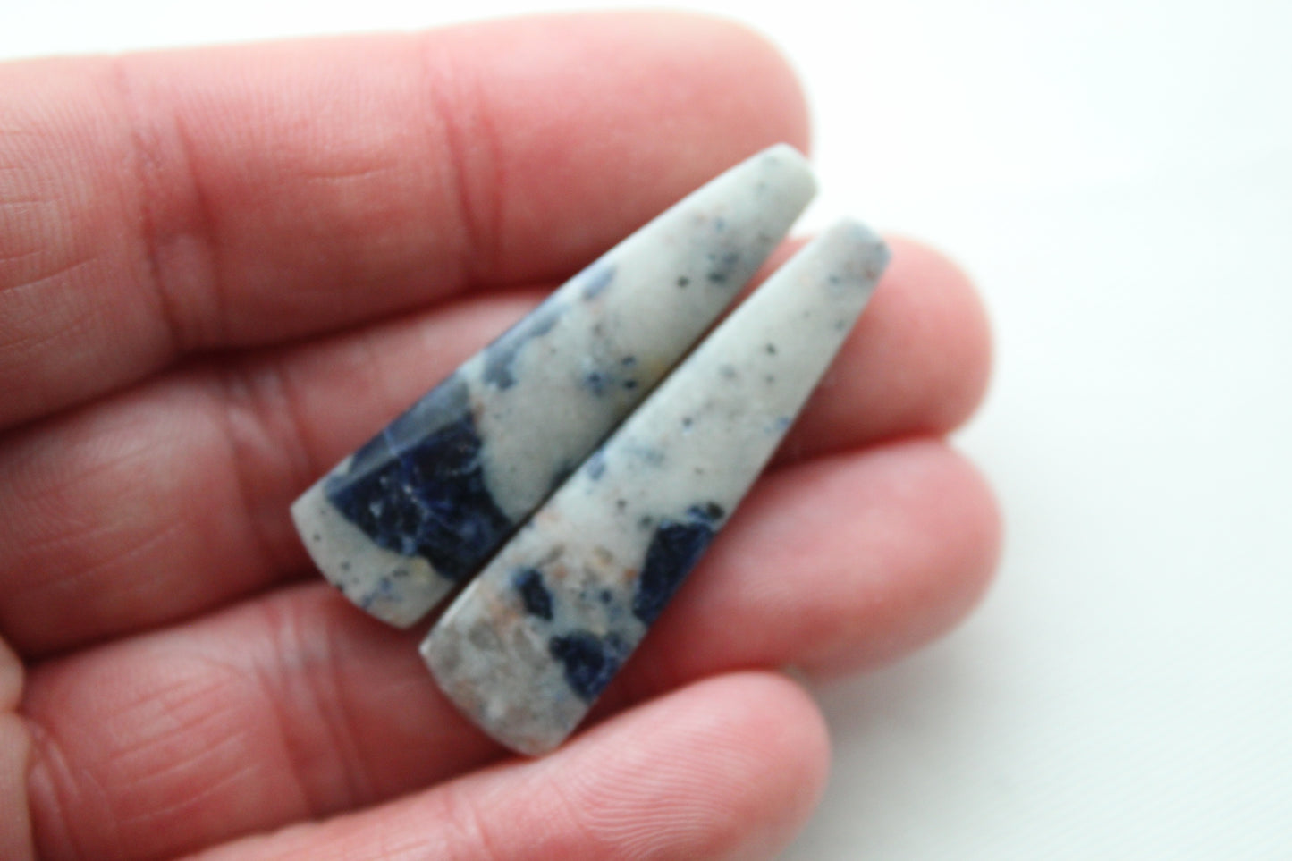 Sodalite pair of cabochons Gemstone blue grey