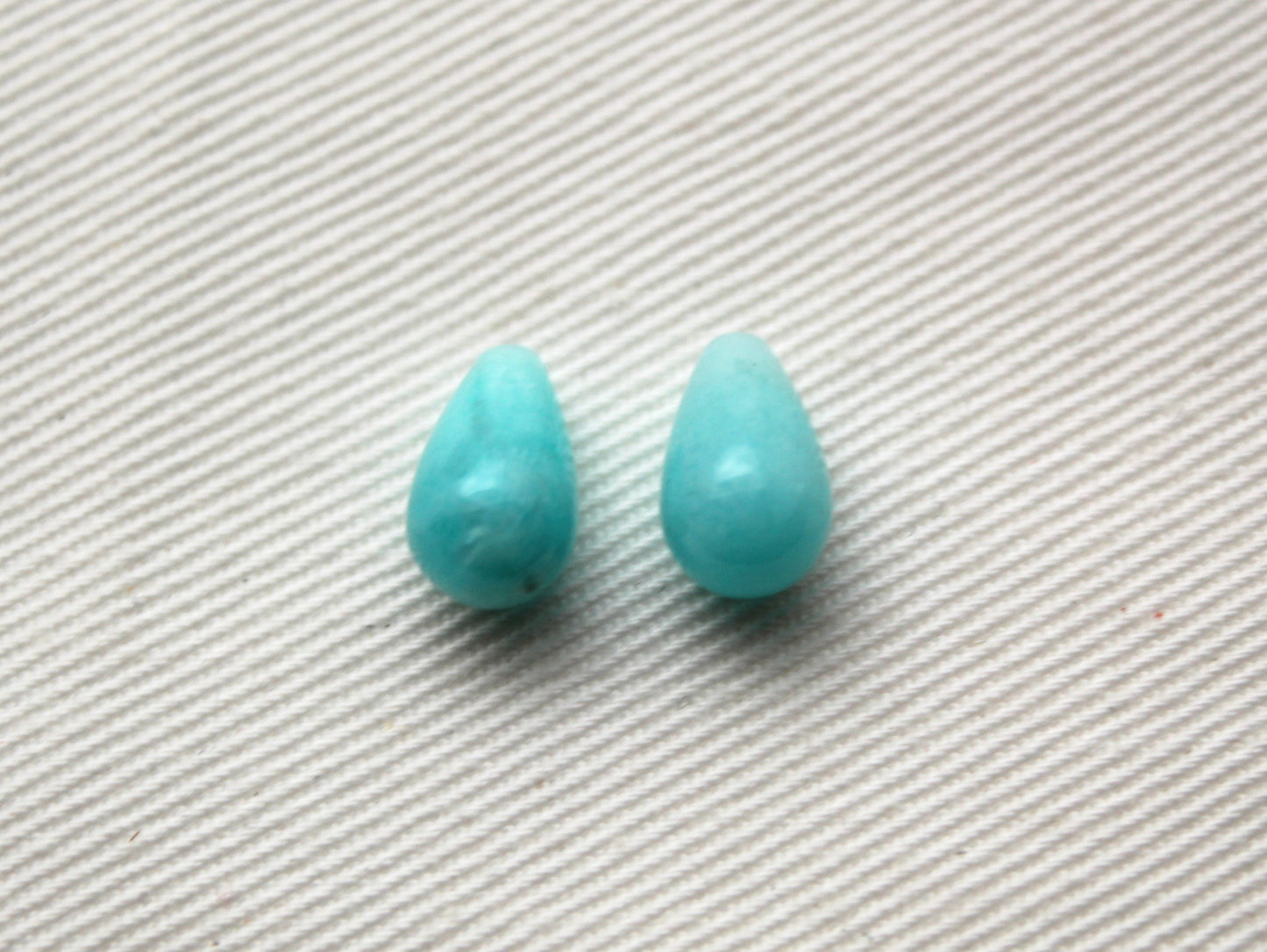 TWO Amazonite half drilled teardrop 6X10MM gemstones