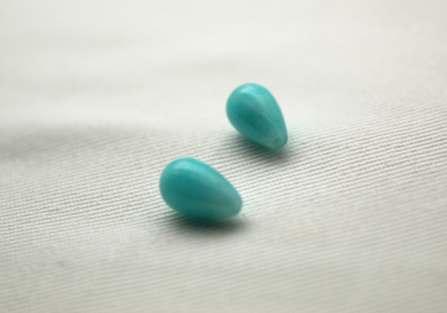 TWO Amazonite half drilled teardrop 6X10MM gemstones