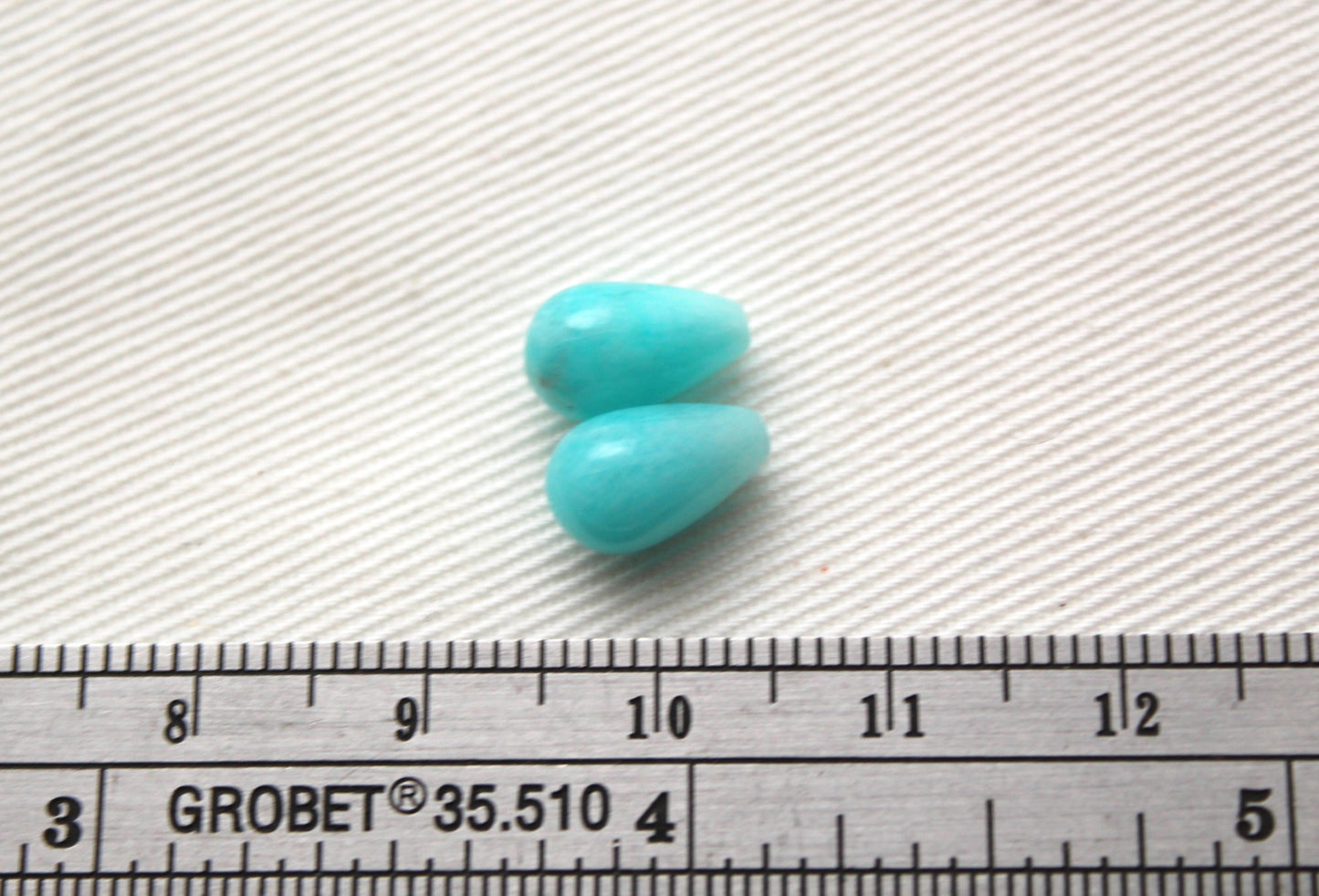 TWO Amazonite half drilled teardrop 6X10MM gemstones