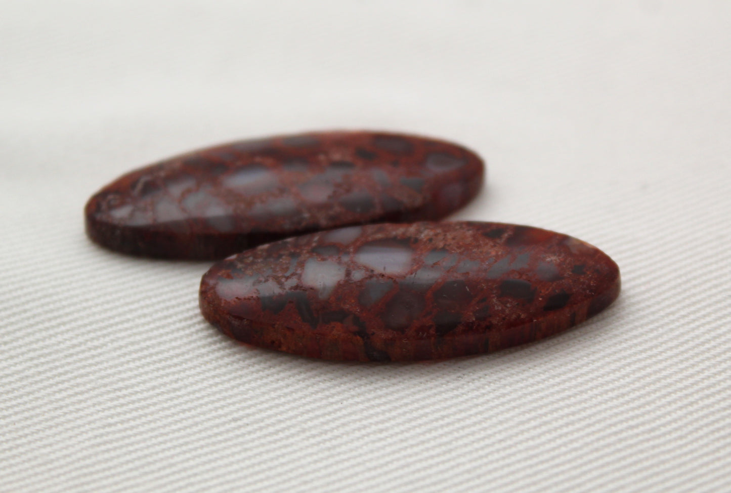 Red Palm Wood Cabochon Pair natural gemstones Oval