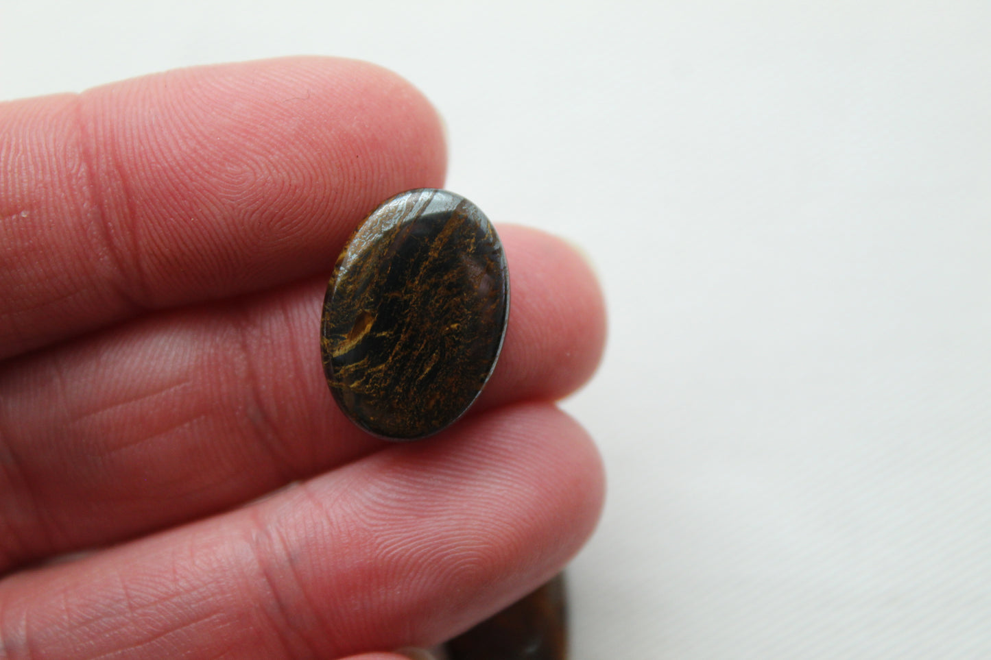 Lot of three THIN cabochons of Hematite Tiger Eye freeform