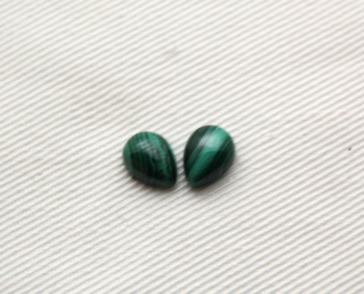 TWO MINI pear Malachite Cabochons Green Gemstones 6X8MM