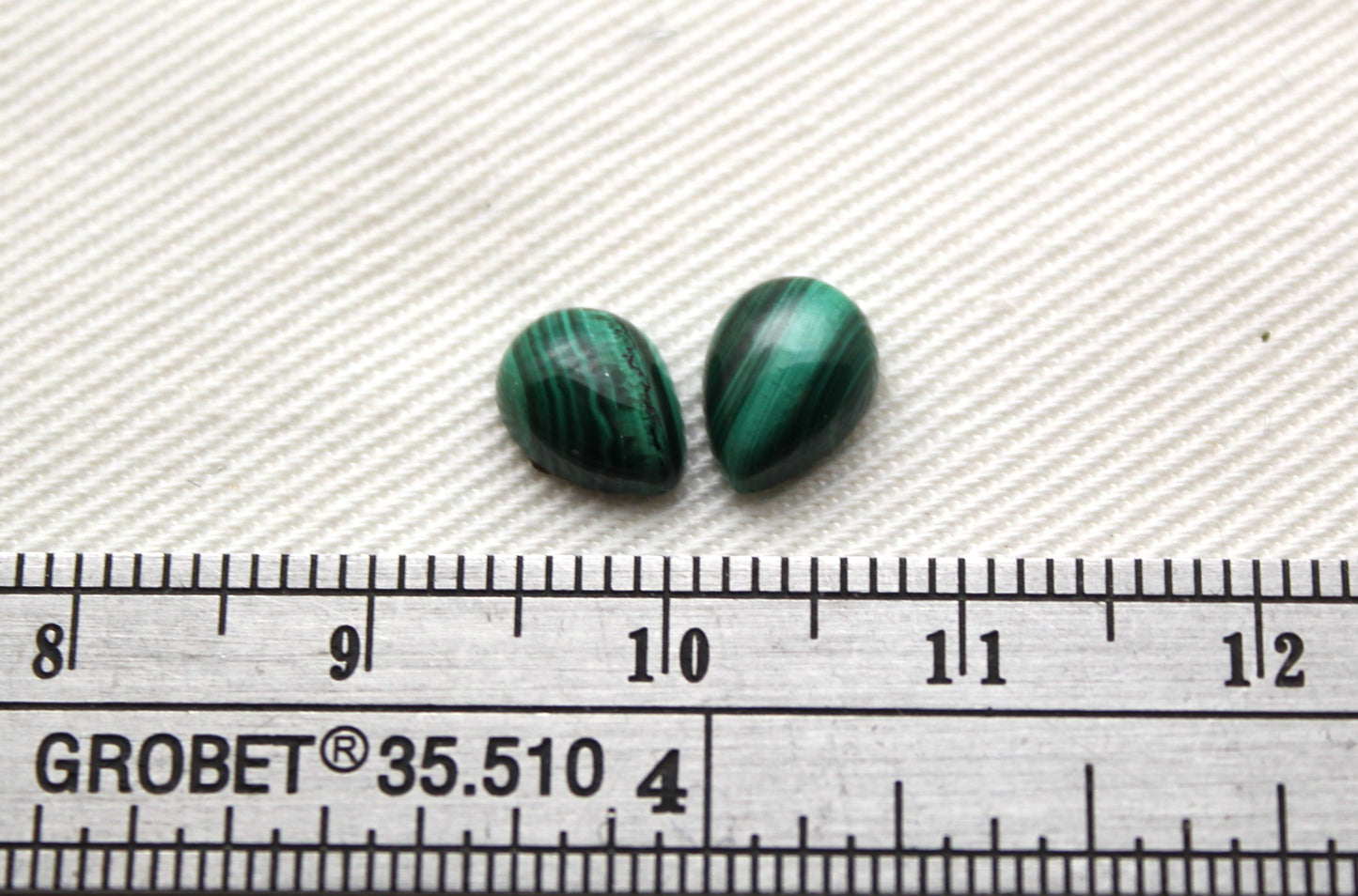 TWO MINI pear Malachite Cabochons Green Gemstones 6X8MM