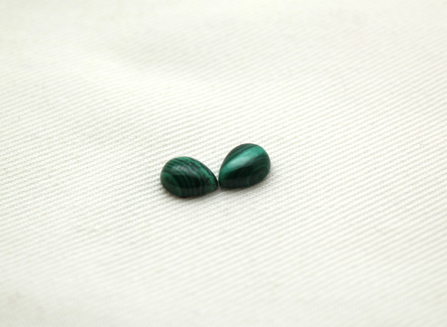 TWO MINI pear Malachite Cabochons Green Gemstones 6X8MM