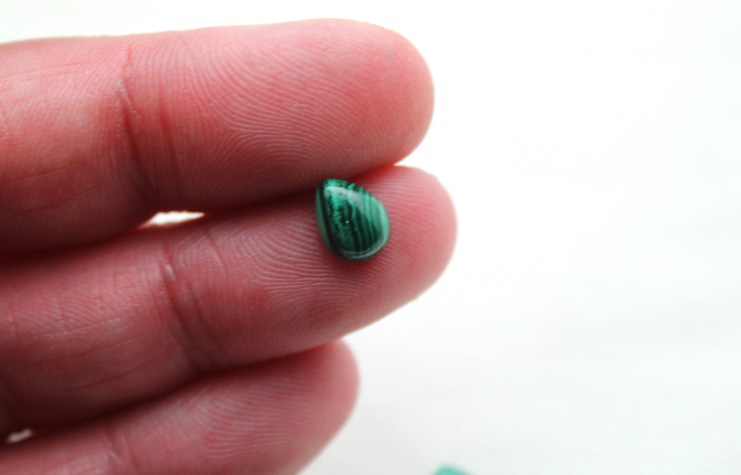 TWO MINI pear Malachite Cabochons Green Gemstones 6X8MM