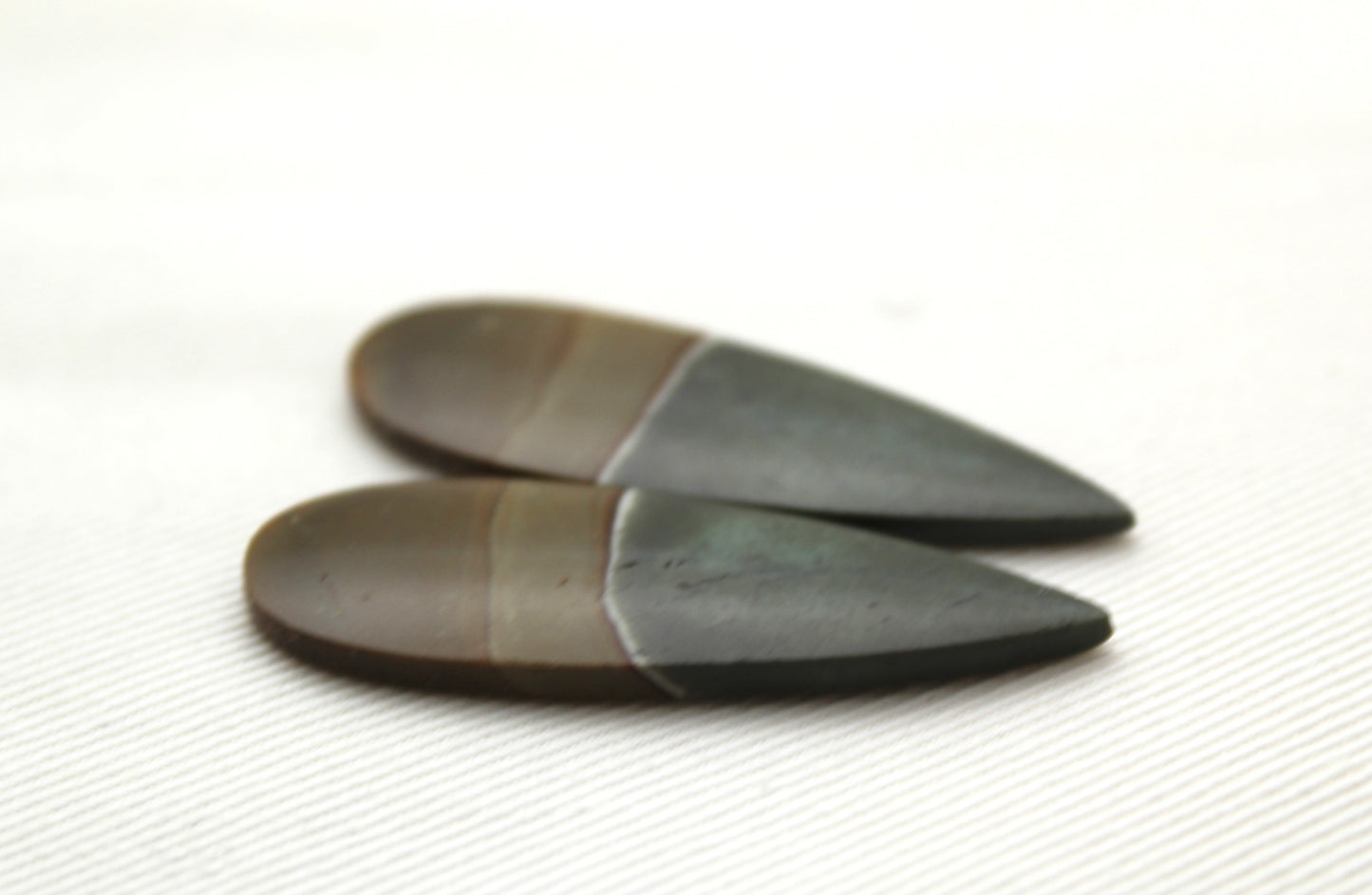 Matching pair of polychrome Jasper Cabochons green