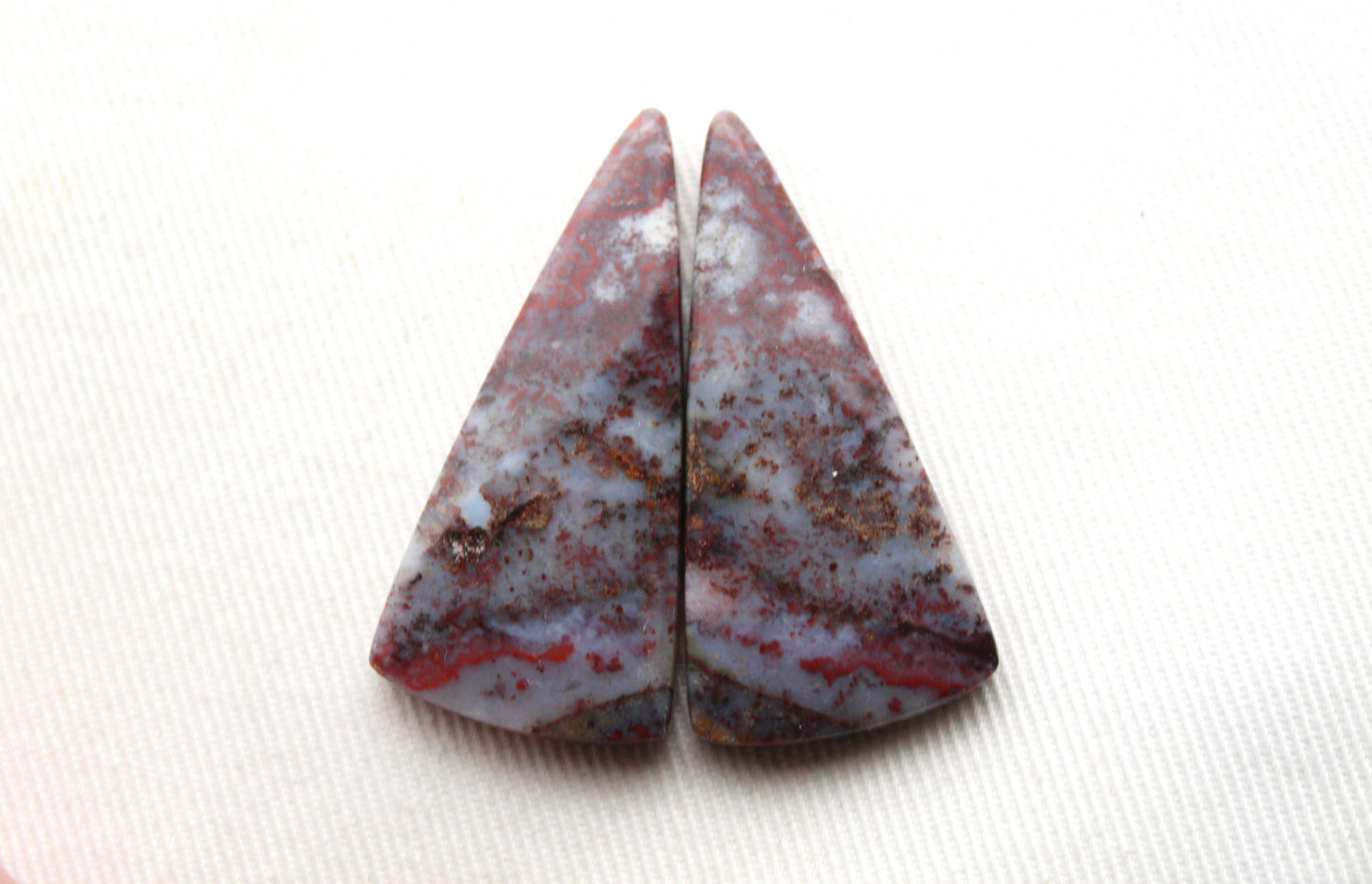 Pair Indonesian Plume Agate Cabochons gemstone natural