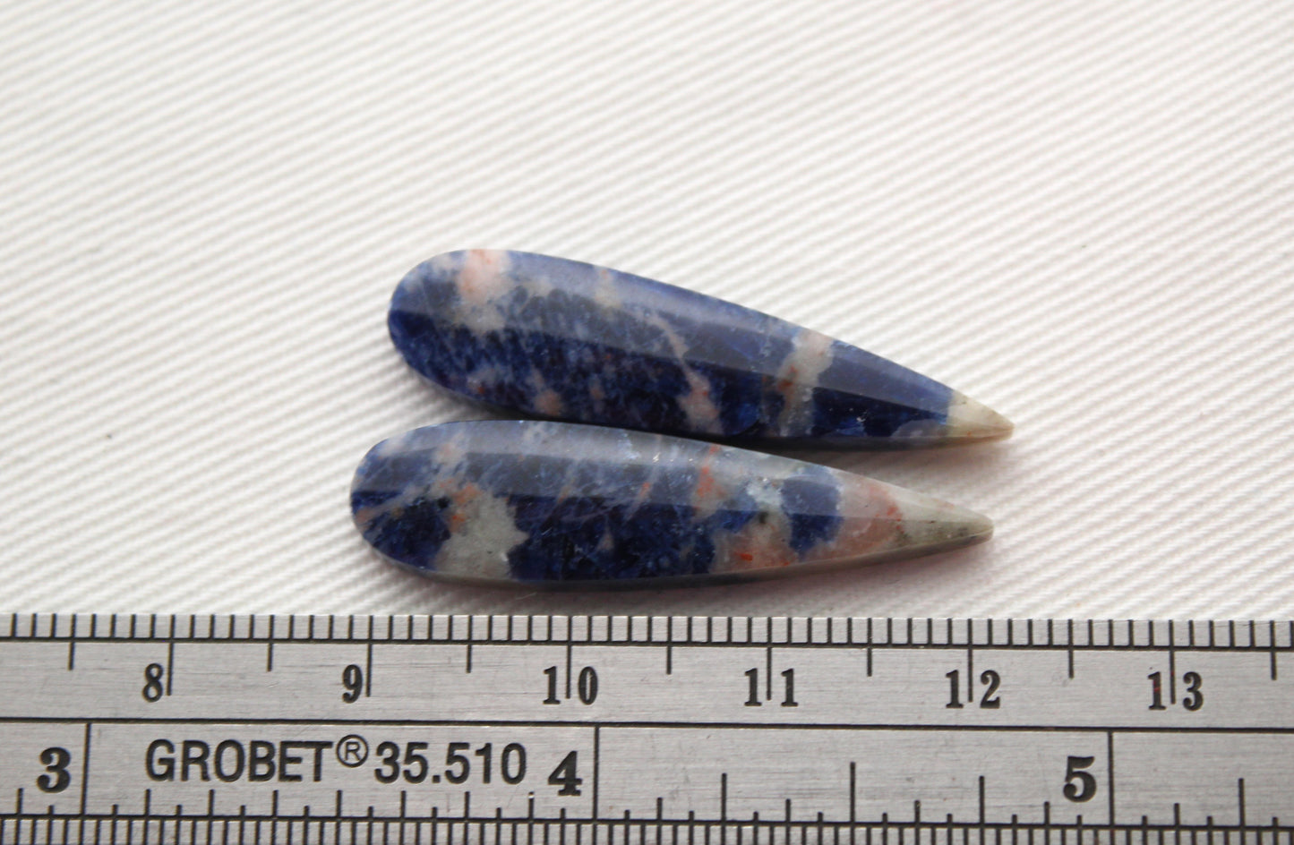 Small Pair Sodalite cabochons Gemstone blue teardrop