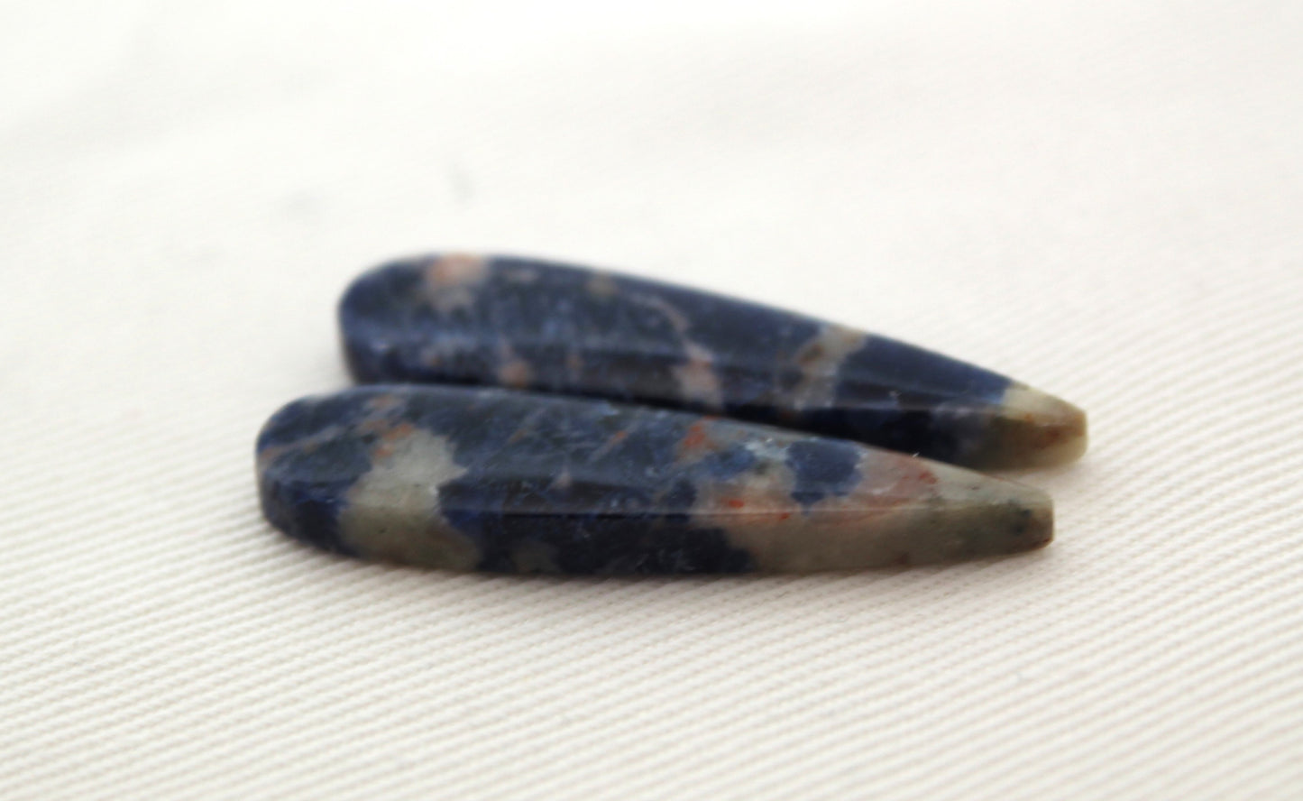 Small Pair Sodalite cabochons Gemstone blue teardrop